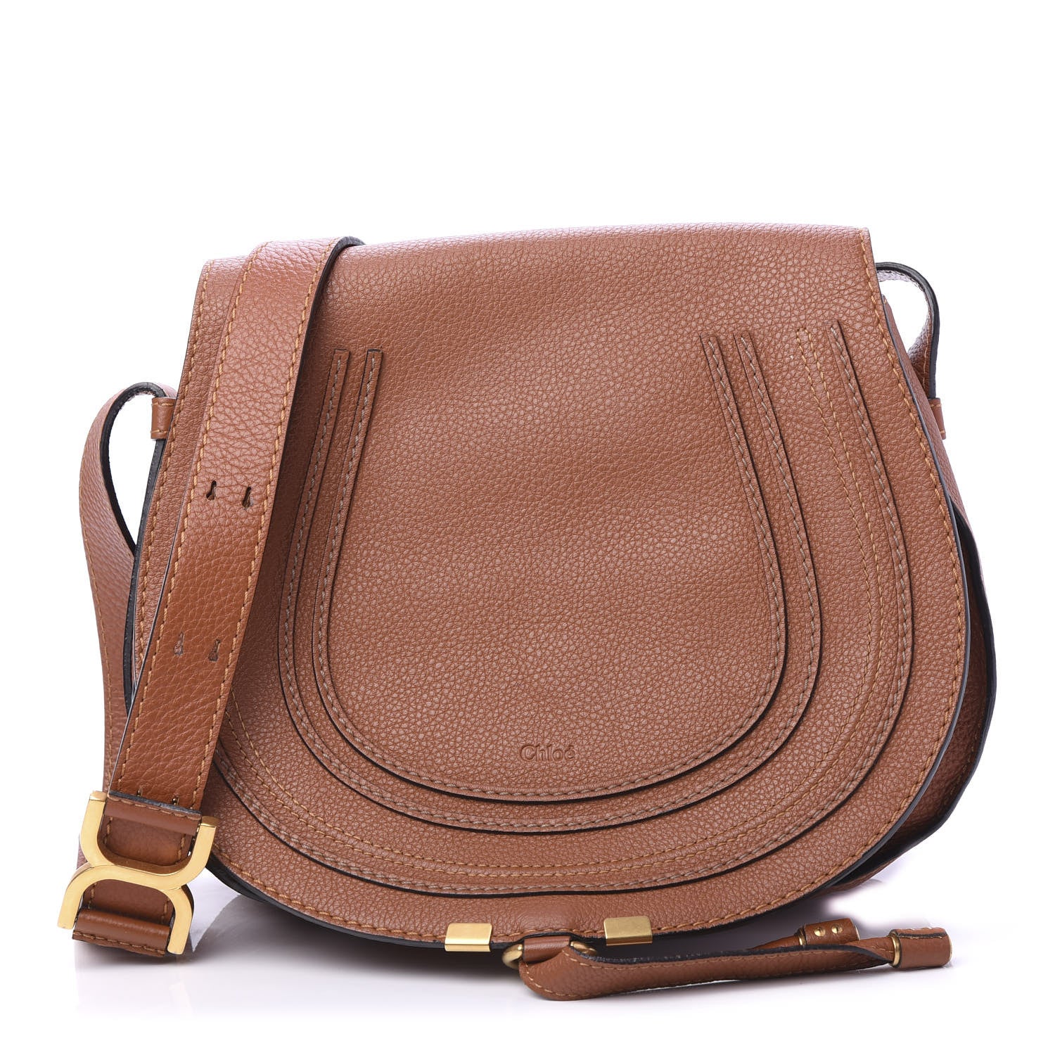 Chloe Calfskin Medium Marcie Round Crossbody Bag Tan 1 of 9