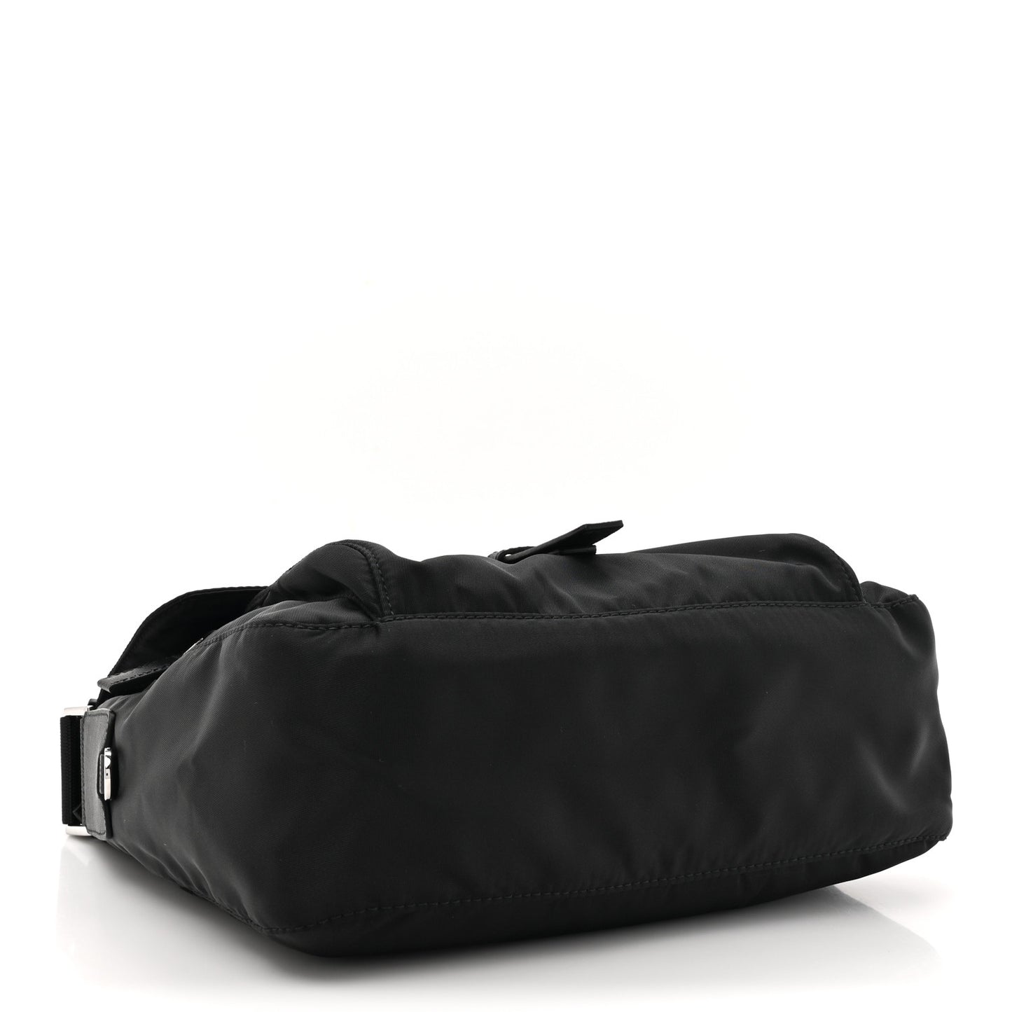 Re-Nylon Vela Saffiano Pocket Single Buckle Messenger Shoulder Bag Black
