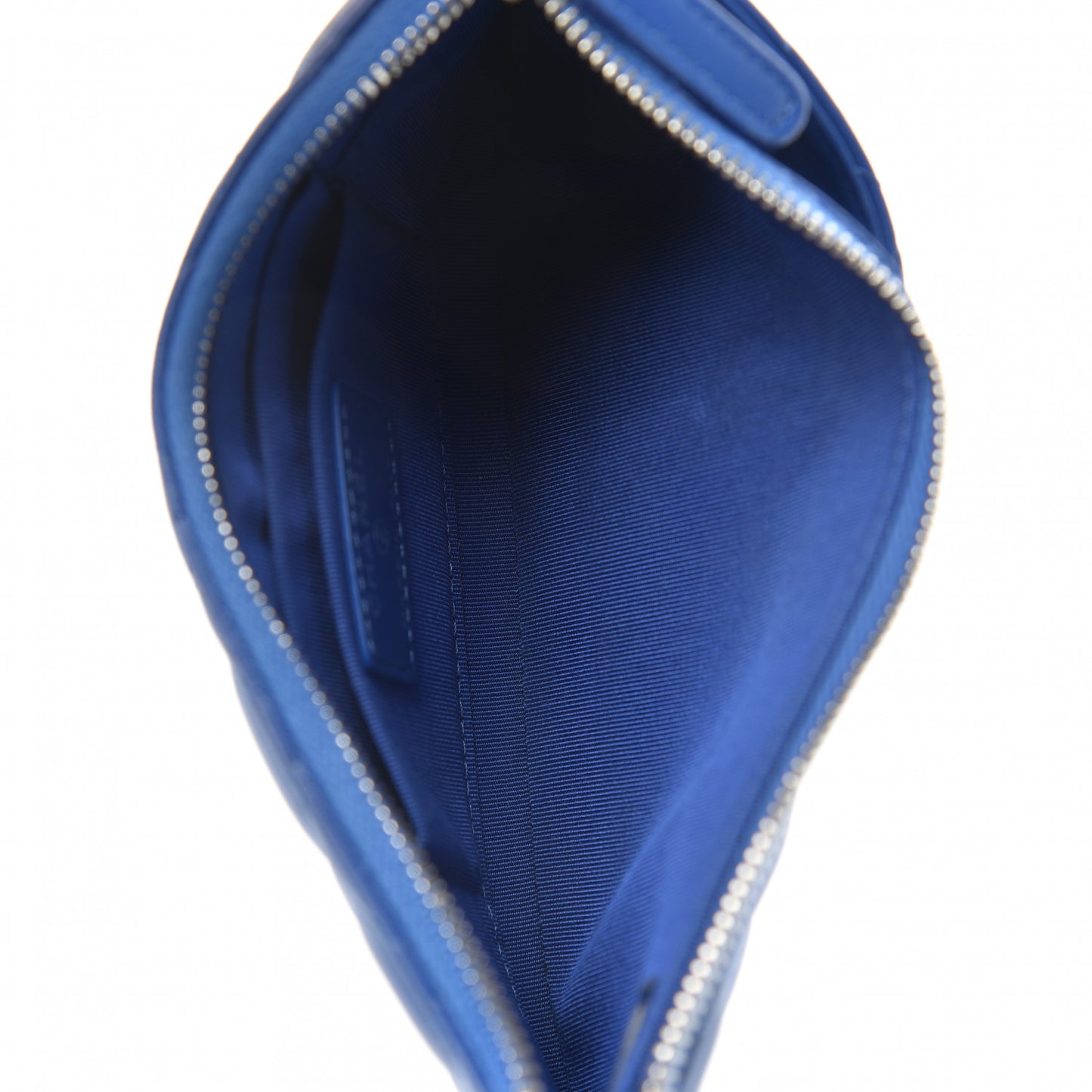 Lambskin Quilted Classic Zip Pouch Blue