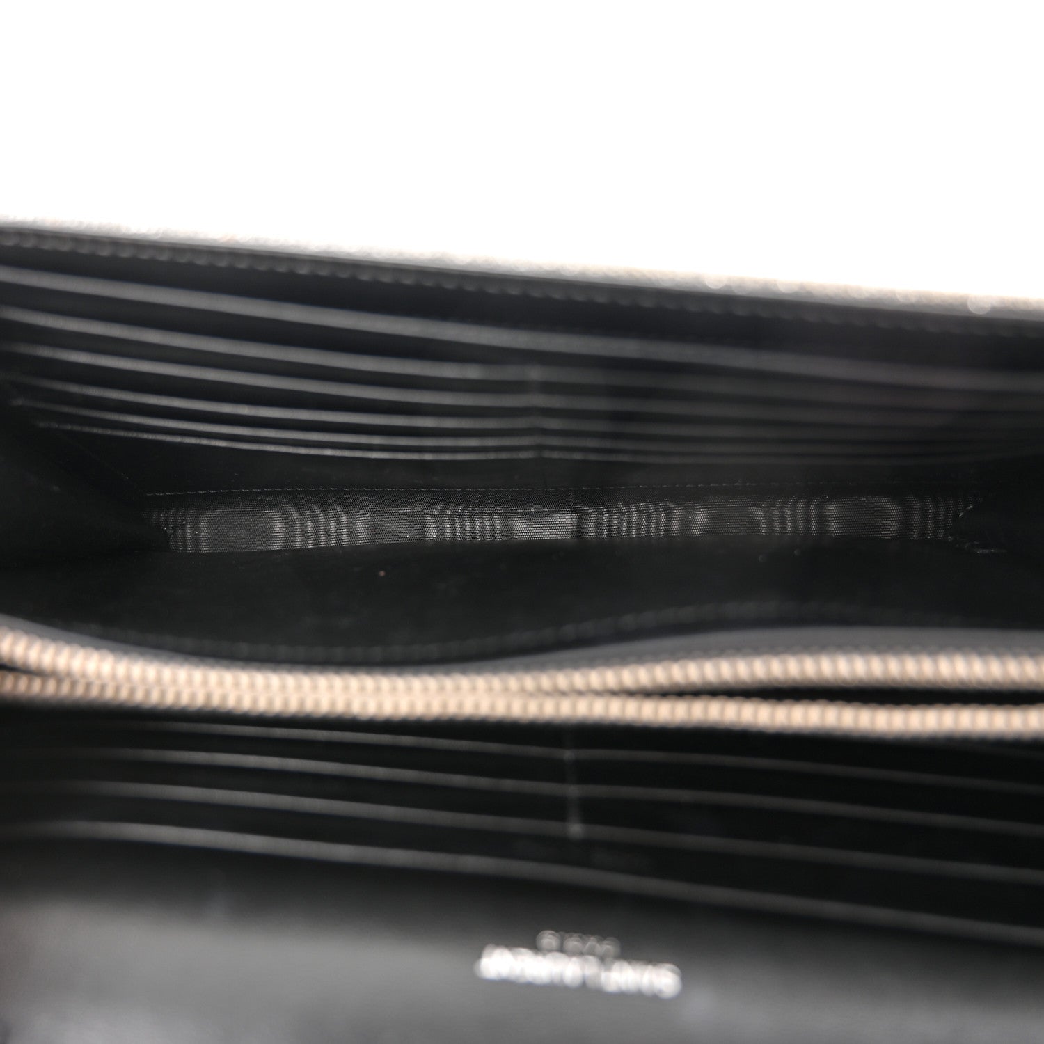 Saint Laurent Metallic Sparkle Fabric Monogram Chain Wallet Anthracite 5 of 9