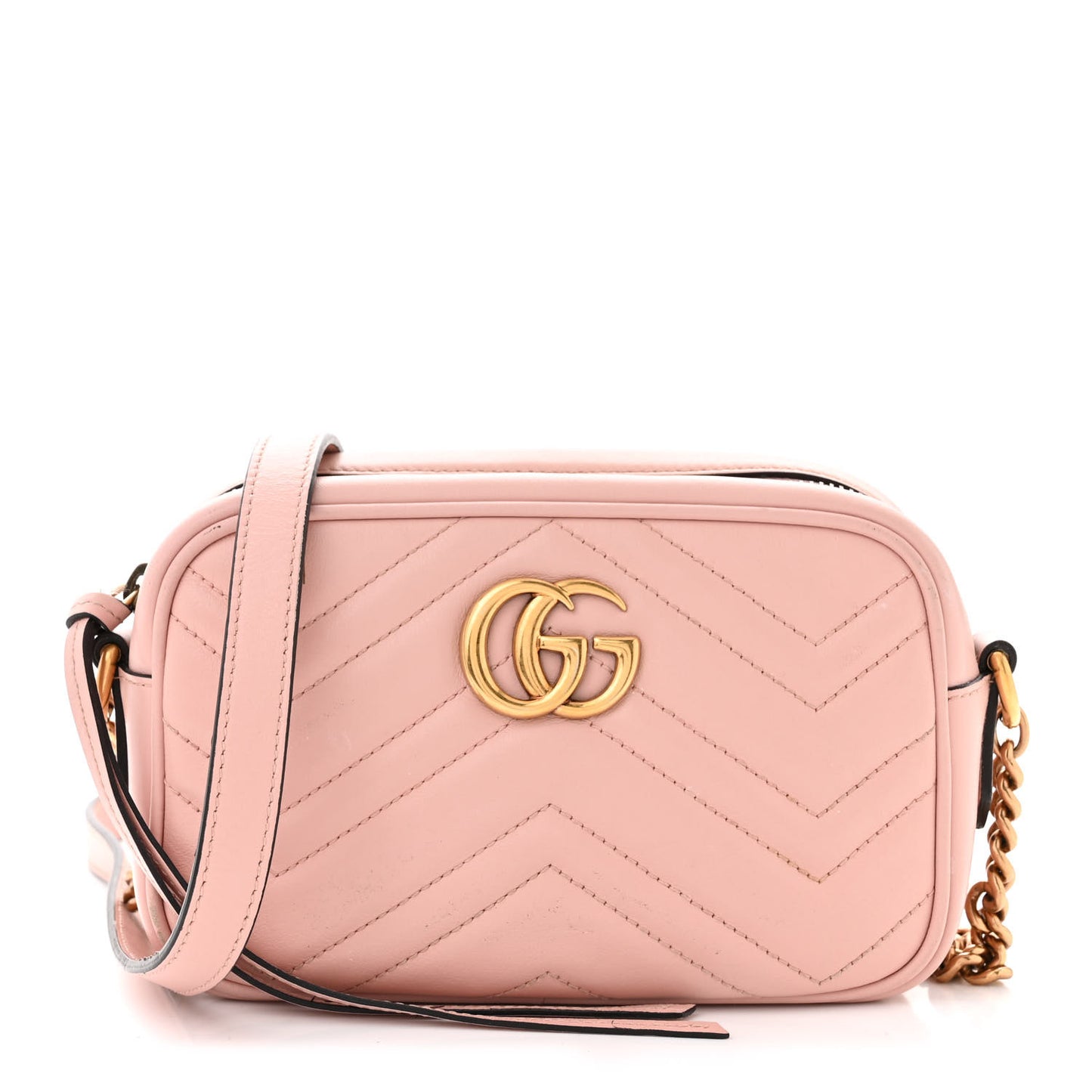 Calfskin Matelasse Mini GG Marmont Chain Shoulder Bag Perfect Pink