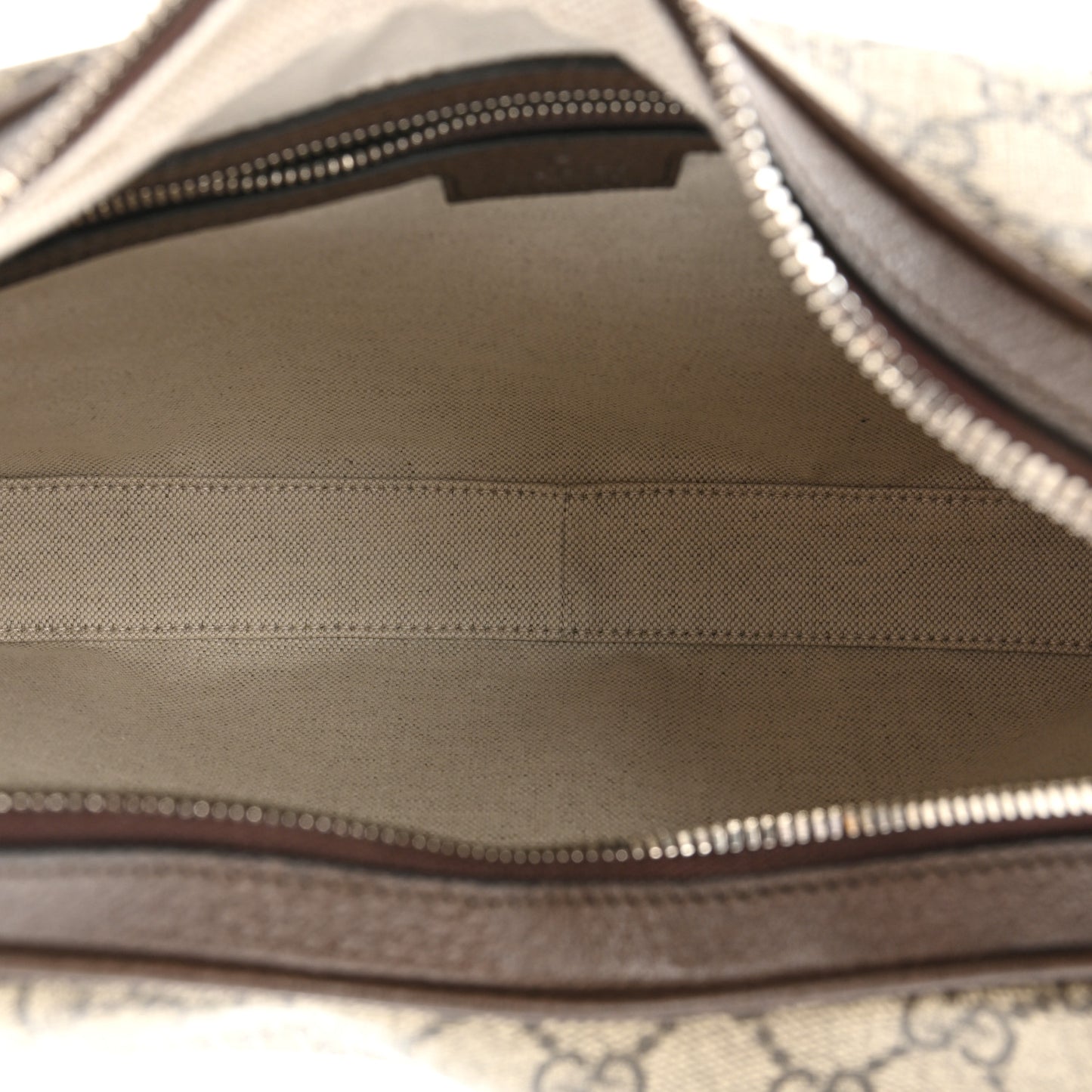 GG Supreme Monogram Textured Calfskin Web Large Attache Shoulder Bag Beige Ebony New Acero