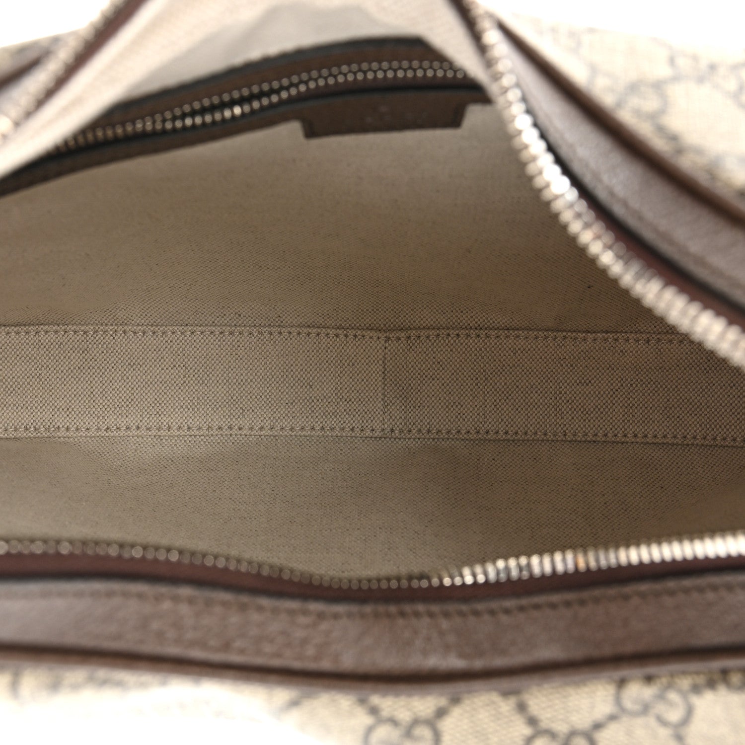 Gucci GG Supreme Monogram Textured Calfskin Web Large Attache Shoulder Bag Beige Ebony New Acero 5 of 9