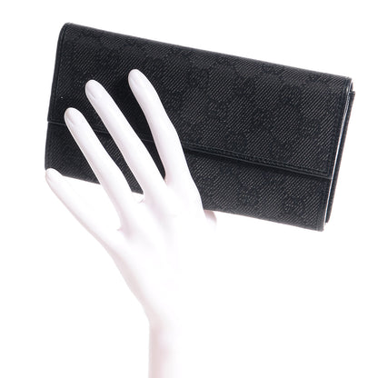 Gucci Denim Monogram Continental Wallet Black 2 of 7