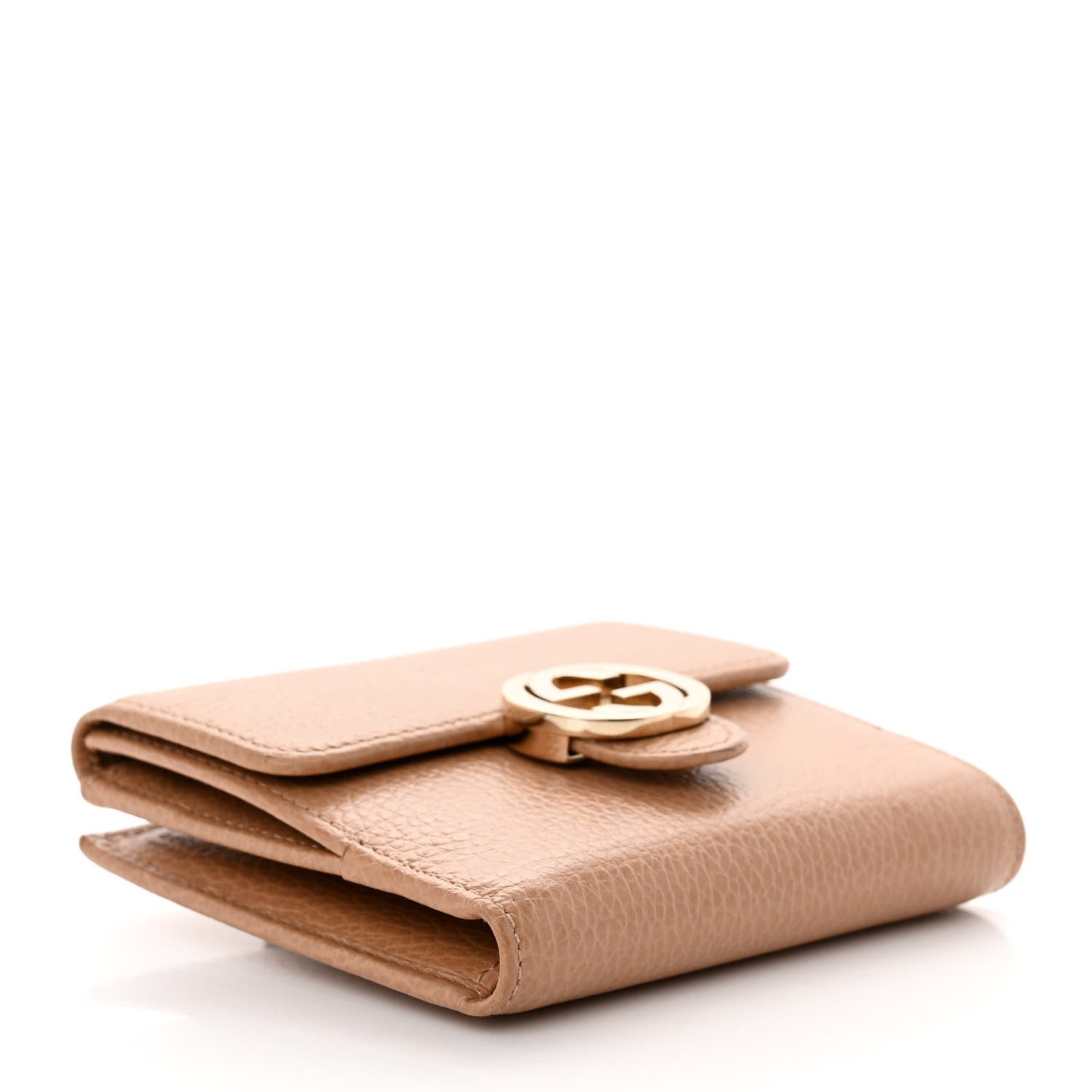Dollar Calfskin Interlocking G French Wallet Camelia