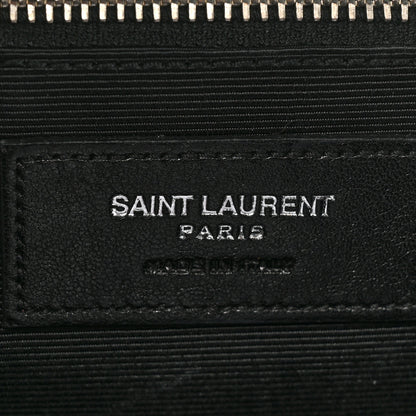 Saint Laurent Grain de Poudre Matelasse Studded Large Monogram Satchel Black 6 of 14