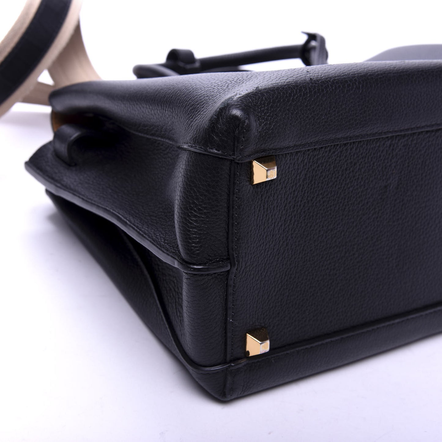 Grained Calfskin Medium Milla Tote Black