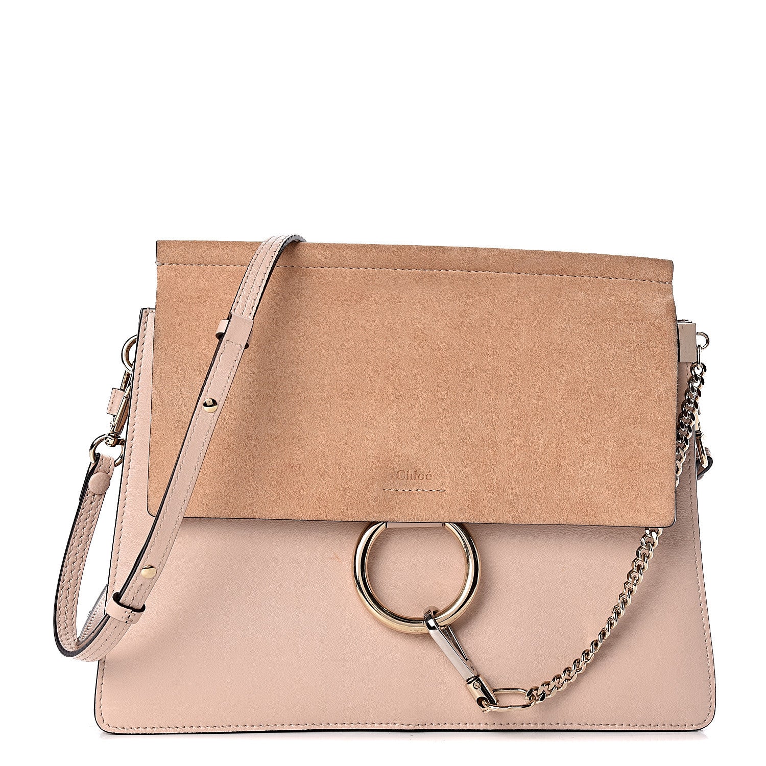 Chloe Calfskin Suede Medium Faye Shoulder Bag Cement Pink 1 of 12