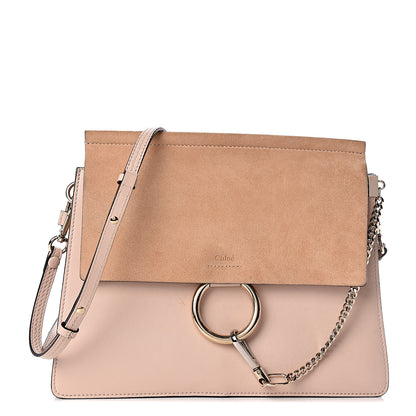 Chloe Calfskin Suede Medium Faye Shoulder Bag Cement Pink 1 of 12