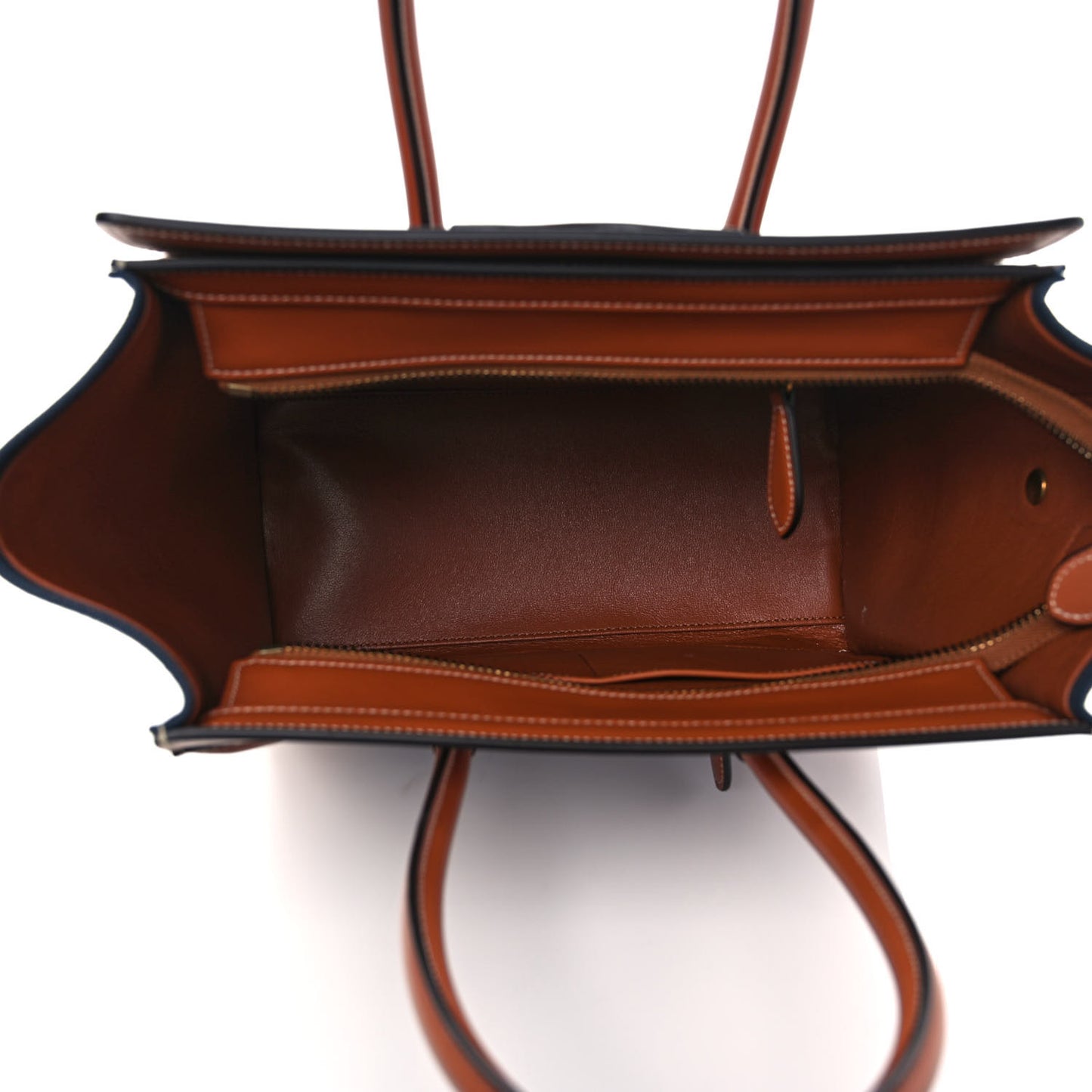 Textile Smooth Calfskin Micro Luggage Navy Tan