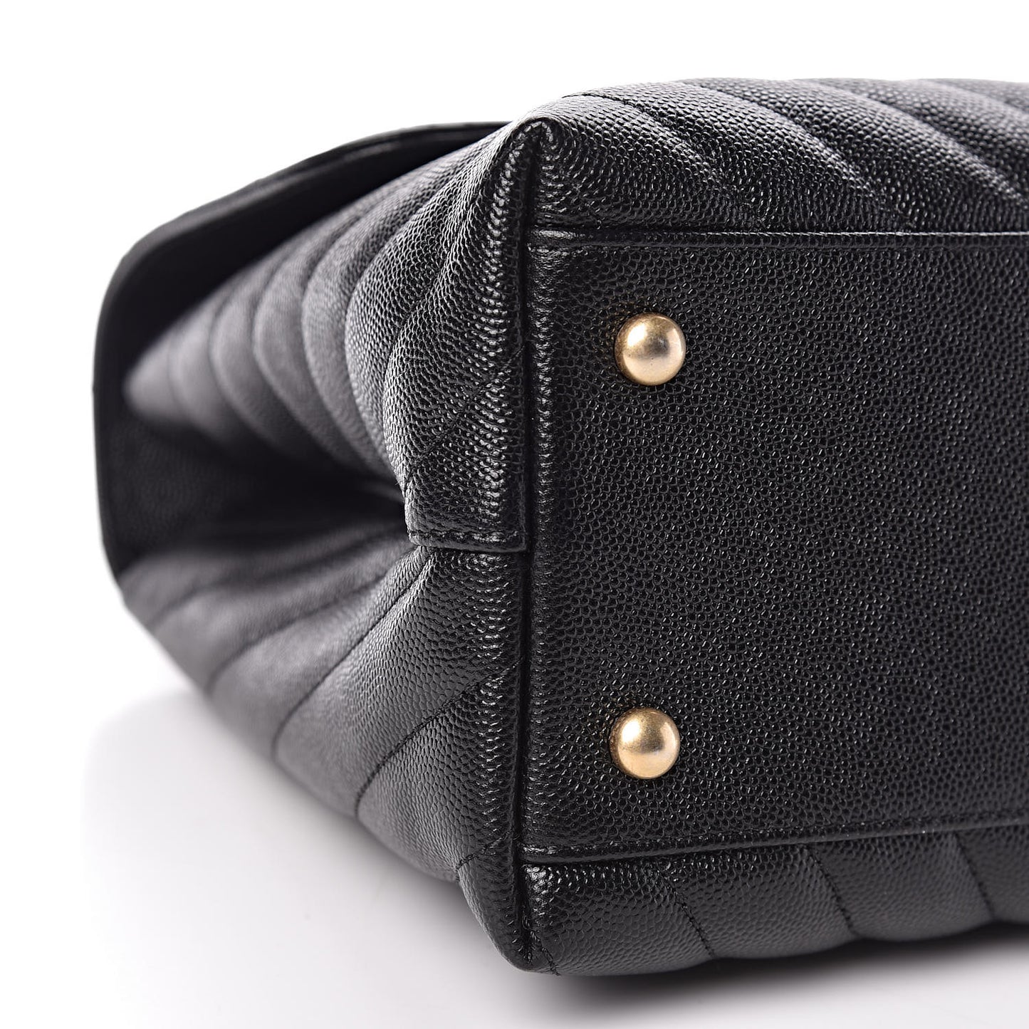 Caviar Chevron Quilted Medium Coco Handle Flap Black