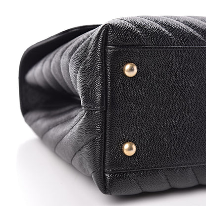Chanel Caviar Chevron Quilted Medium Coco Handle Flap Black 9 of 11
