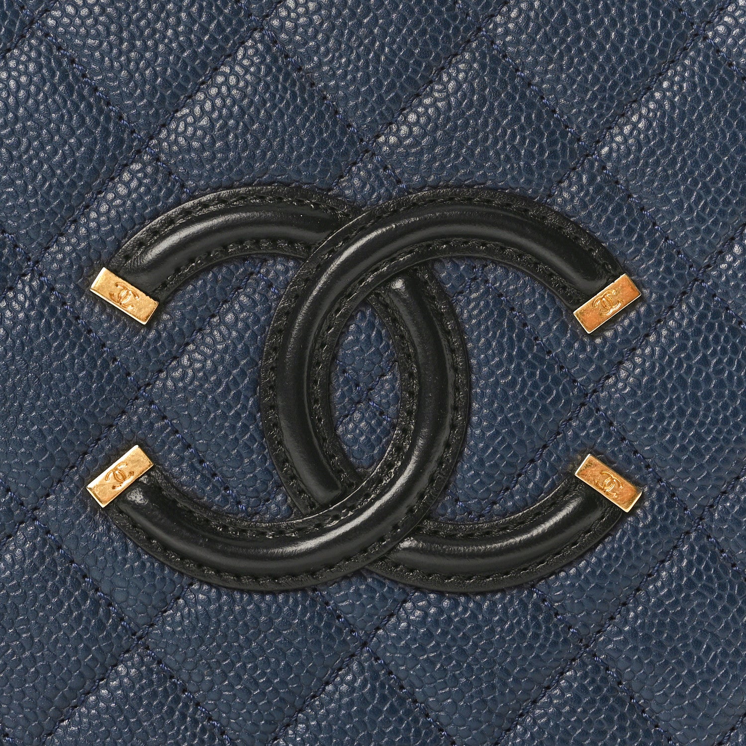 Chanel Caviar Quilted Large CC Filigree Vanity Case  Navy Black 8 of 10