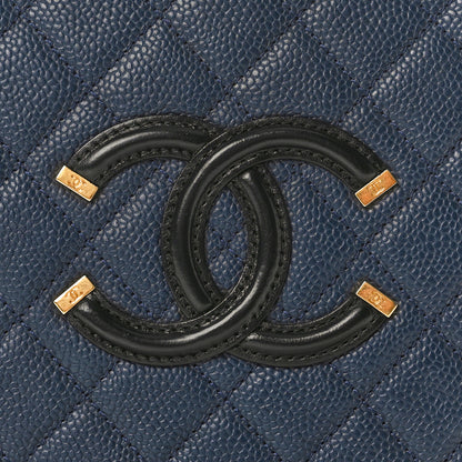 Chanel Caviar Quilted Large CC Filigree Vanity Case  Navy Black 8 of 10