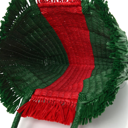 Gucci Raffia Linen Web Cestino Tote Bag Red Green 4 of 4