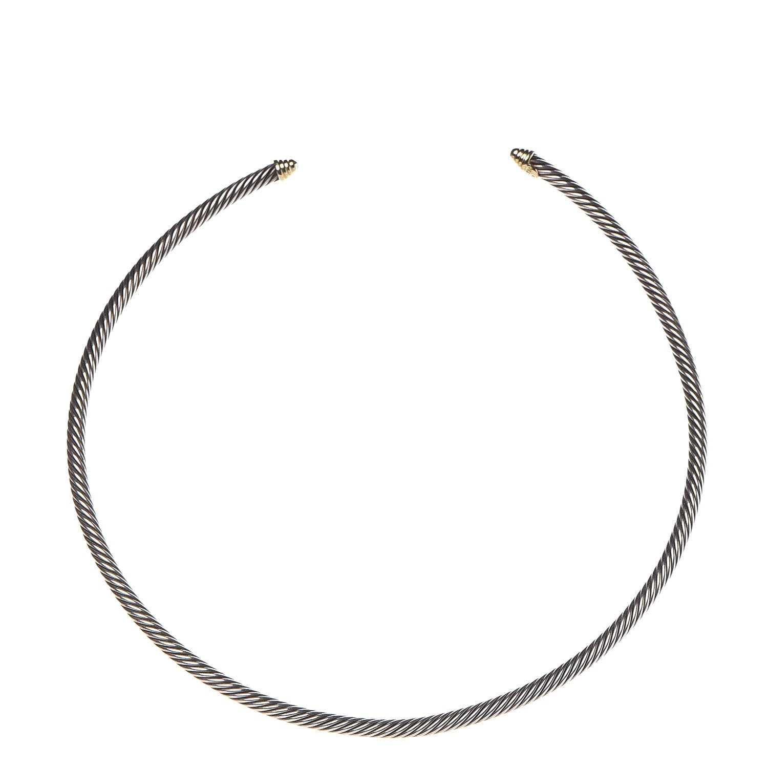 David Yurman Sterling Silver 18K Yellow Gold 4mm Cable Choker Necklace 1 of 3
