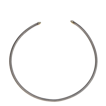 David Yurman Sterling Silver 18K Yellow Gold 4mm Cable Choker Necklace 1 of 3