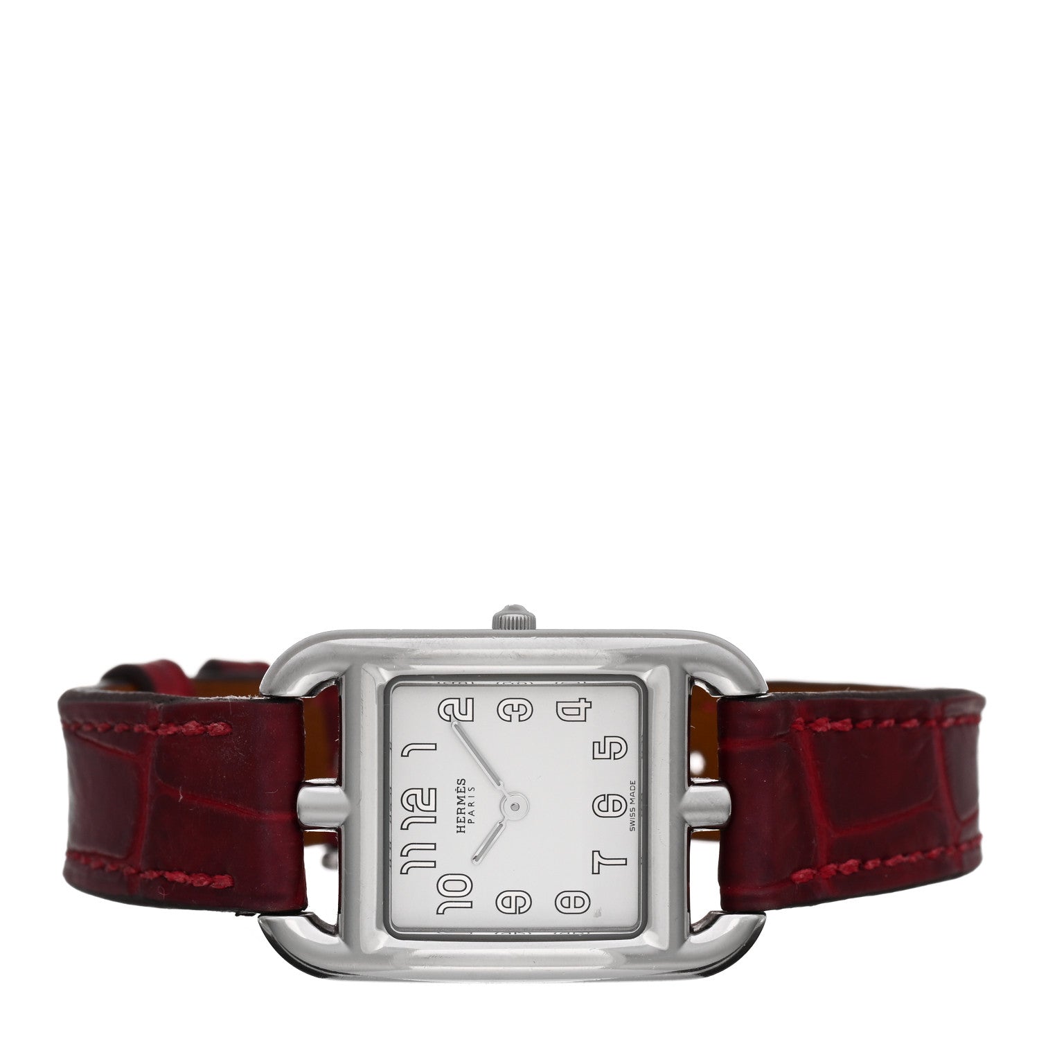 Hermes Stainless Steel Alligator 23mm Cape Cod Quartz Watch Braise 2 of 5