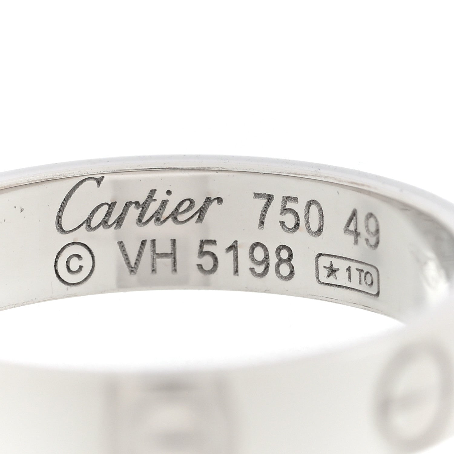 Cartier 18K White Gold 3.5mm LOVE Wedding Band Ring 49 4.75 4 of 4