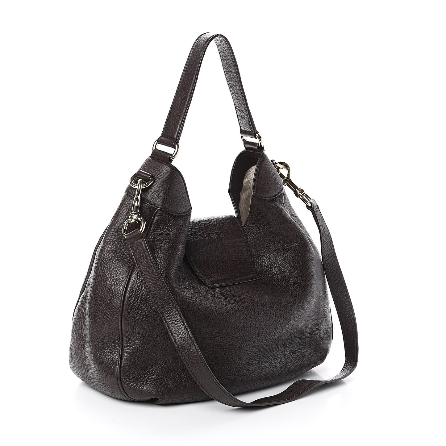 Calfskin Web Medium Dressage Hobo Coffee Brown