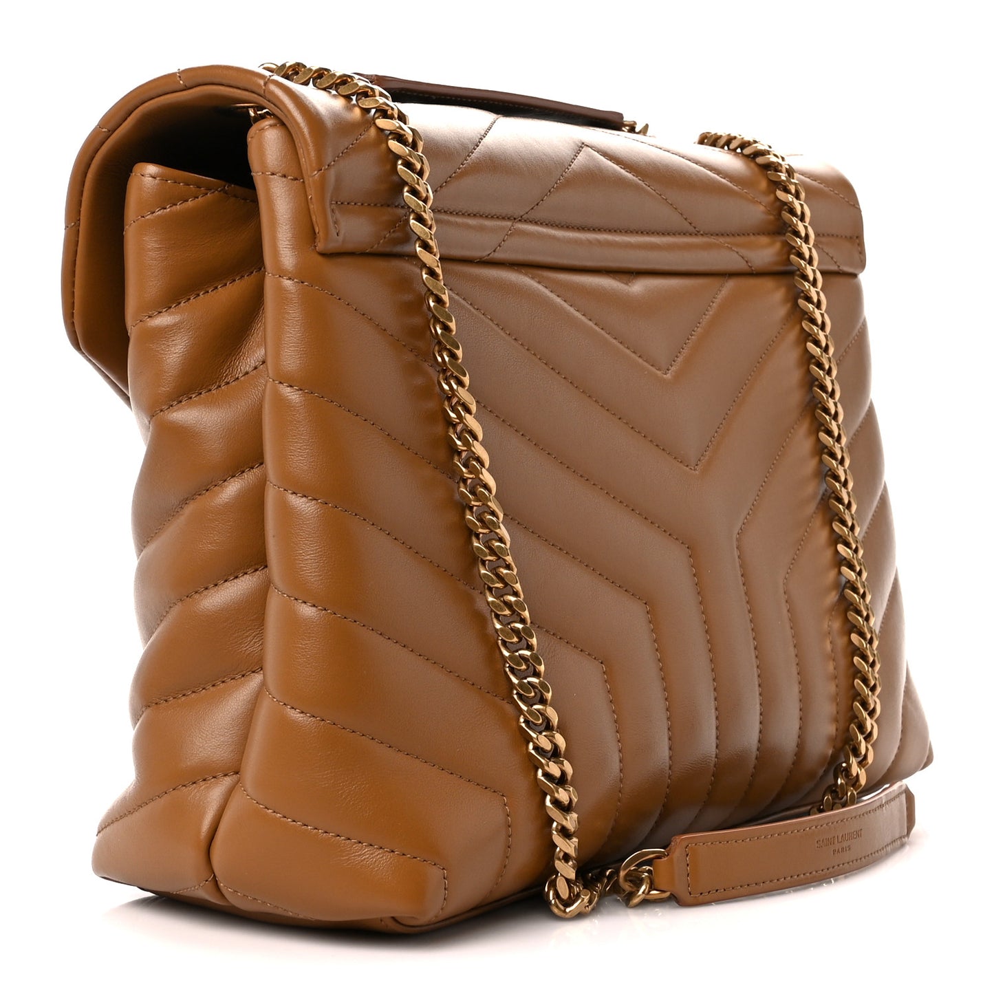 Calfskin Y Quilted Monogram Medium Loulou Chain Satchel Dark Natural