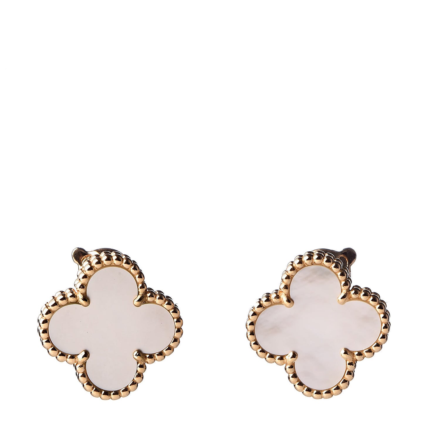 18K Yellow Gold Mother of Pearl Vintage Alhambra Earrings