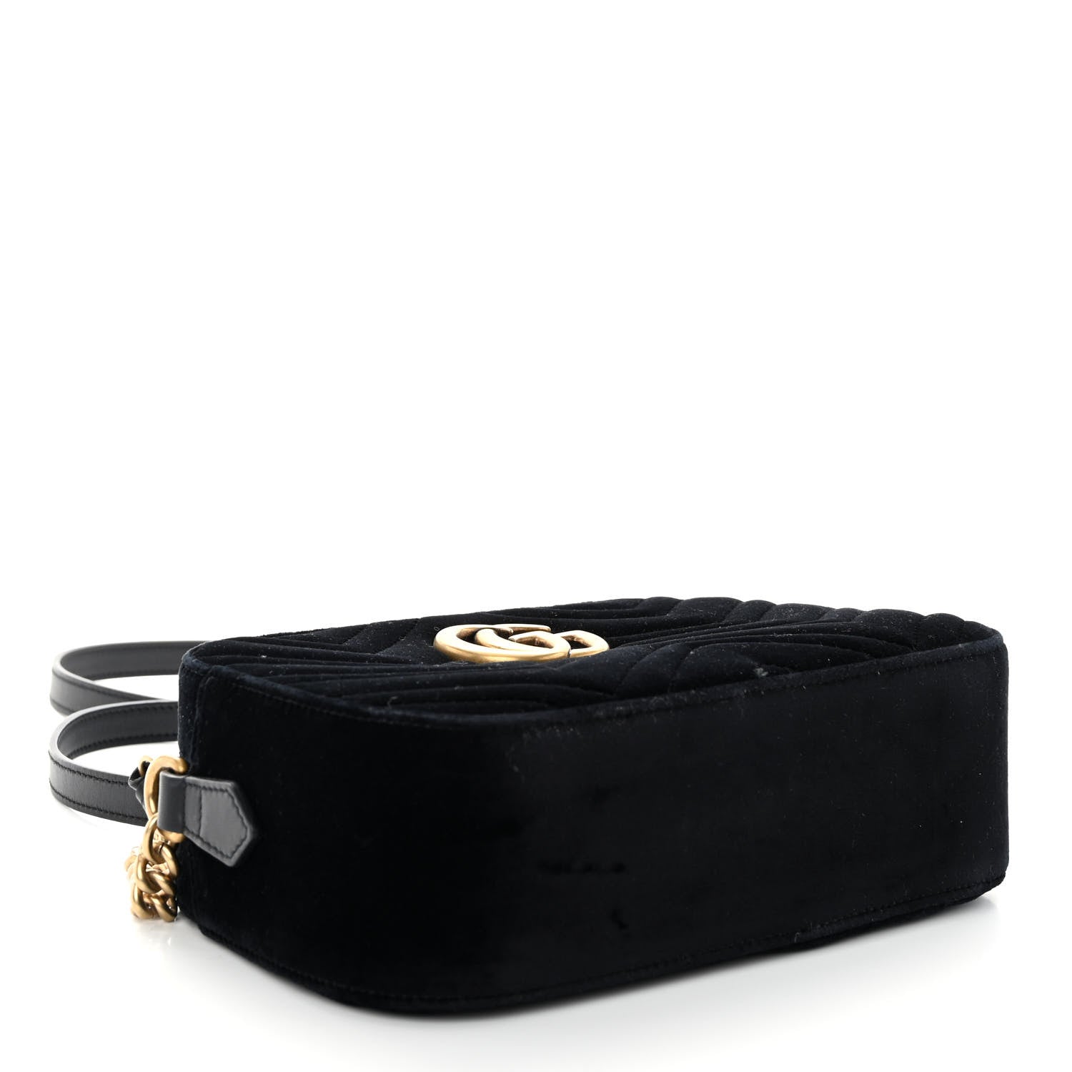 Gucci Velvet Matelasse Small GG Marmont Chain Shoulder Bag Black 4 of 11