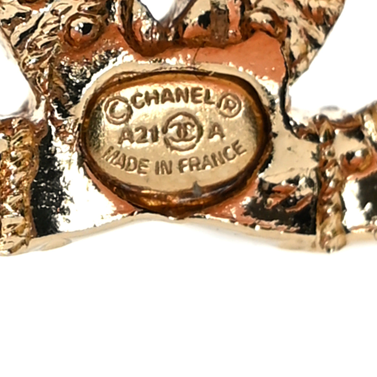 Chanel Metal Textured CC Earrings Gold 4 of 4