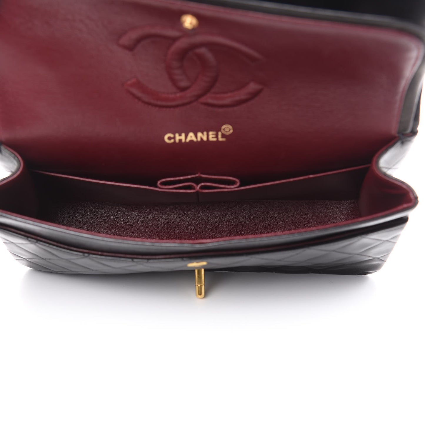 Lambskin Quilted Medium Double Flap Black