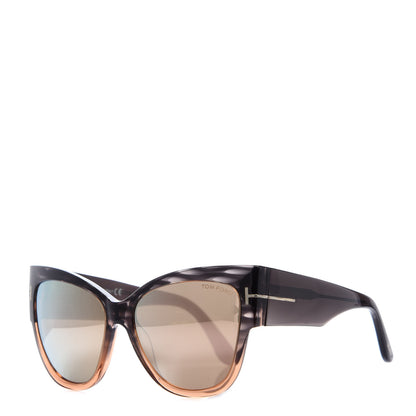 Tom Ford Acetate Anoushka Cat Eye Sunglasses TF371 Melange Grey Peach 1 of 8