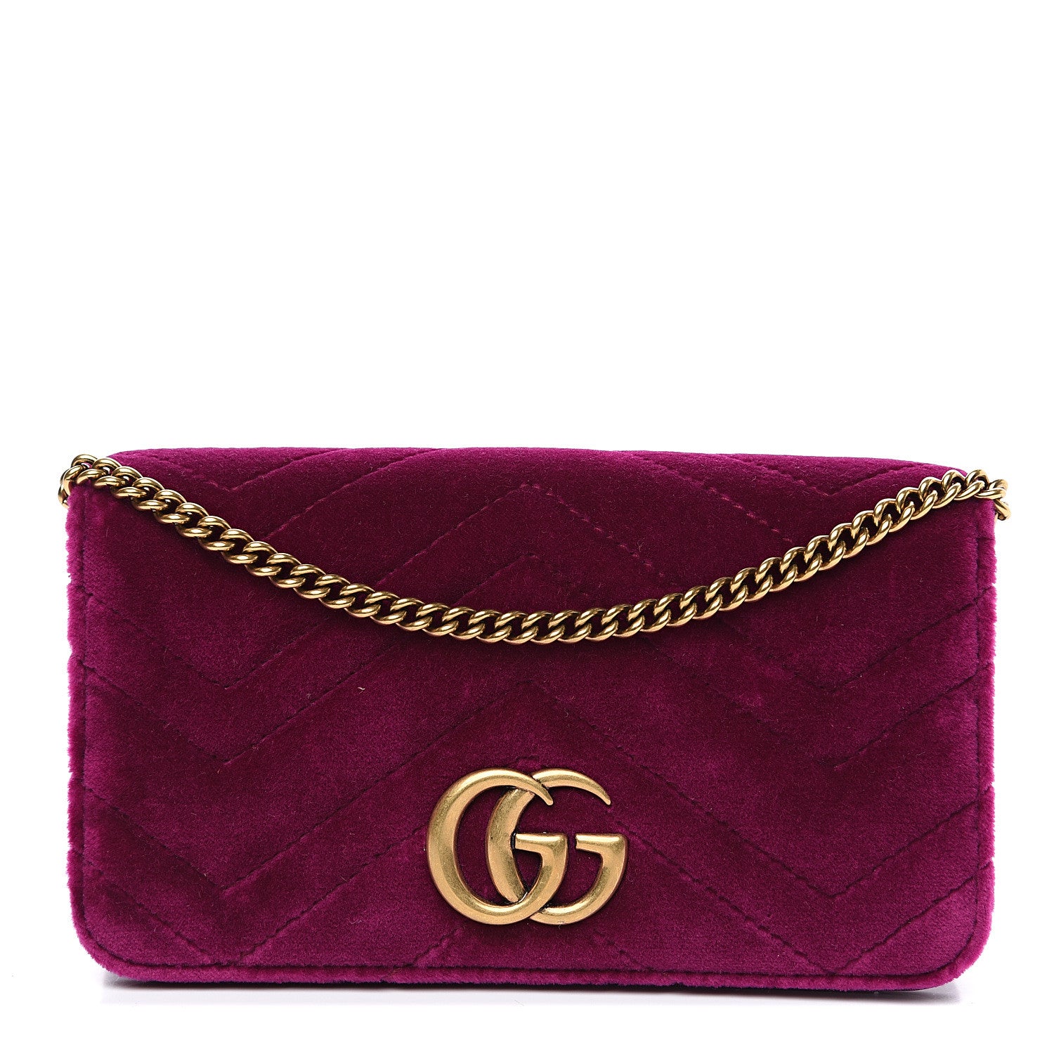 Gucci Velvet Matelasse GG Marmont Mini Bag Fuchsia Violet Cyclamen 1 of 10
