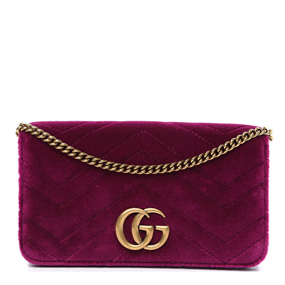 Gucci Velvet Matelasse GG Marmont Mini Bag Fuchsia Violet Cyclamen 1 of 10