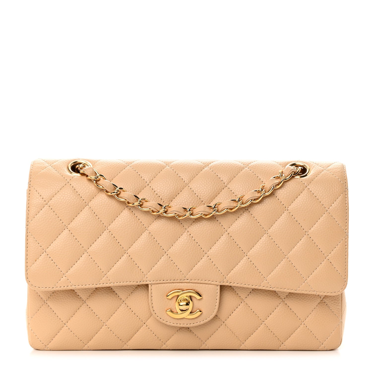 Chanel Caviar Quilted Medium Double Flap Beige 1 of 13