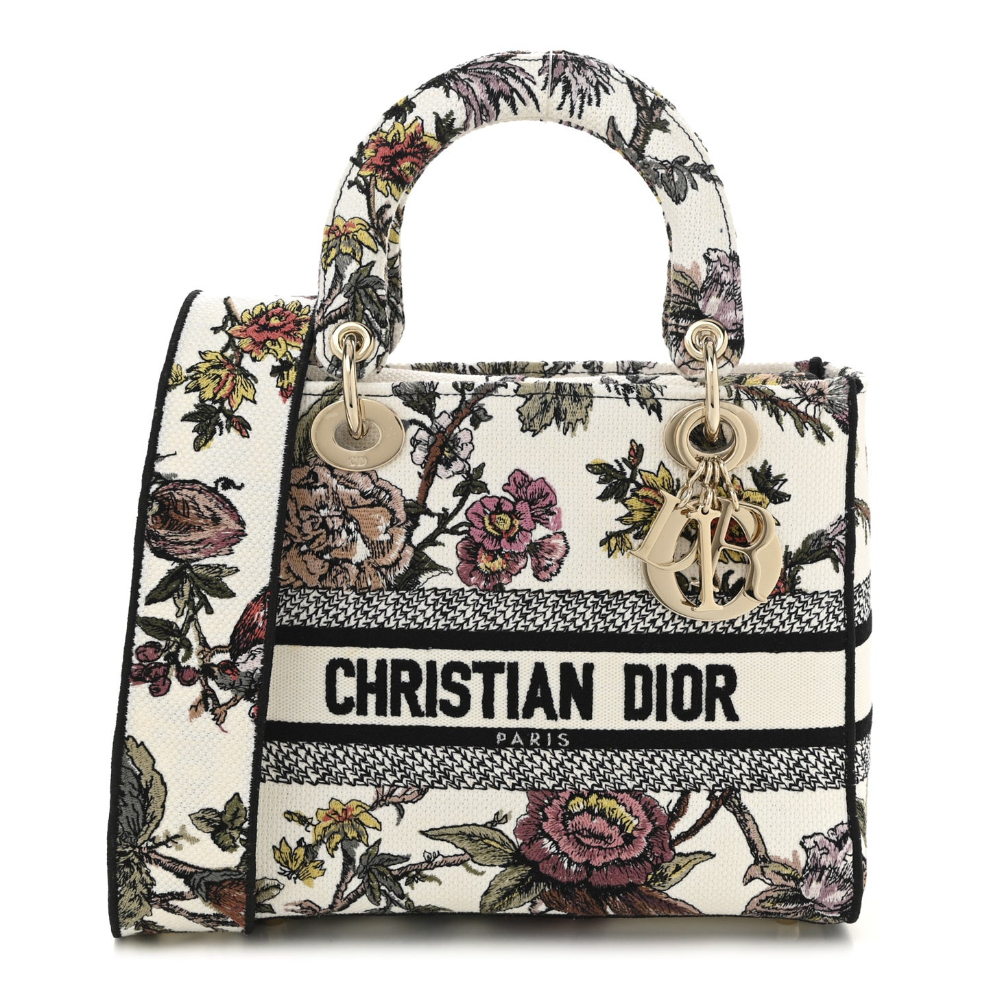 Canvas Embroidered Jardin Botanique Medium Lady D-Lite White Multicolor