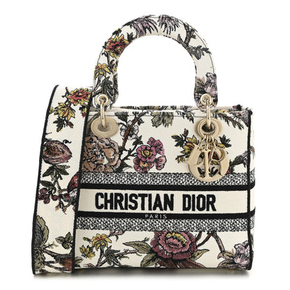 Christian Dior Canvas Embroidered Jardin Botanique Medium Lady D-Lite White Multicolor 1 of 11