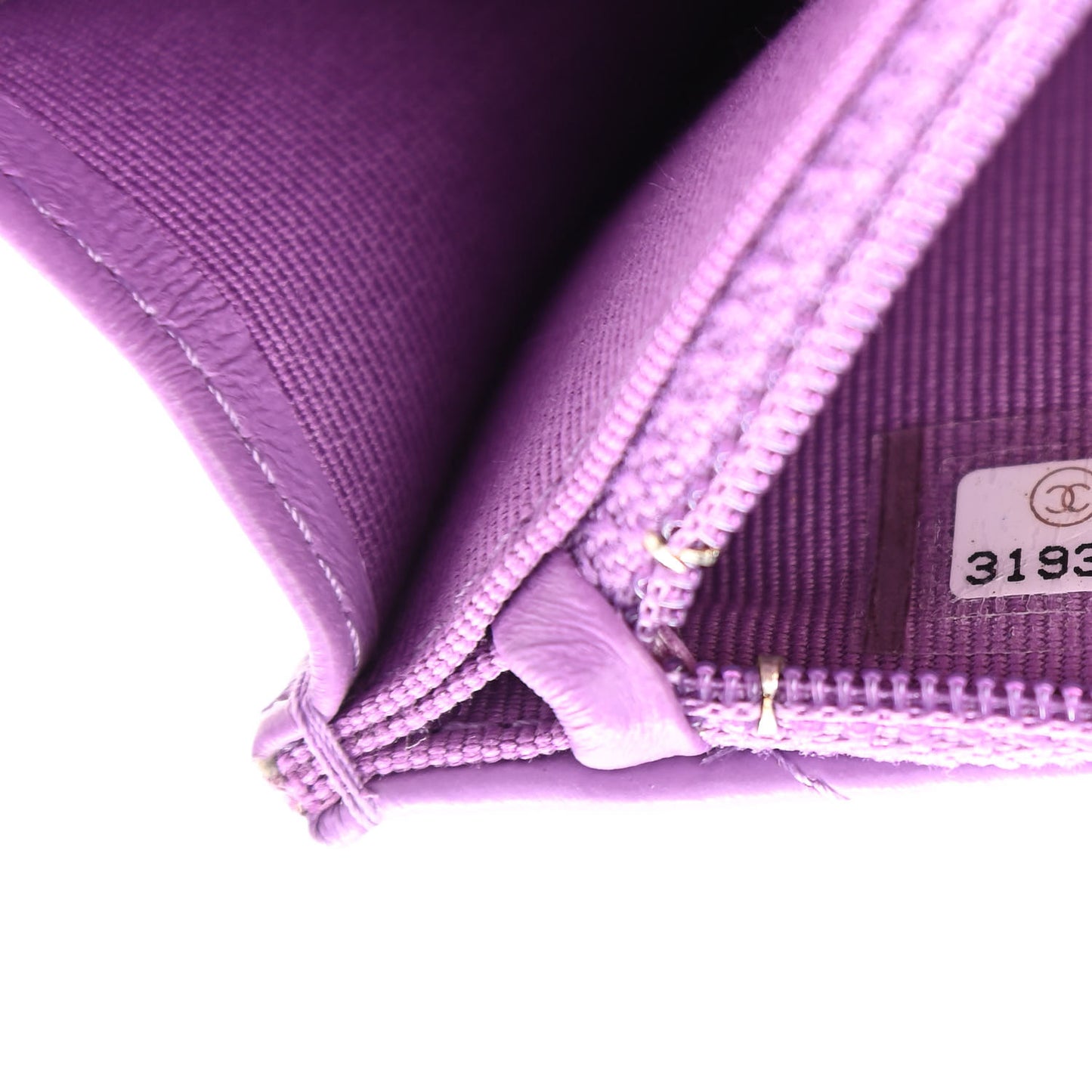 Lambskin Enamel Quilted Pending CC Clutch With Chain Purple