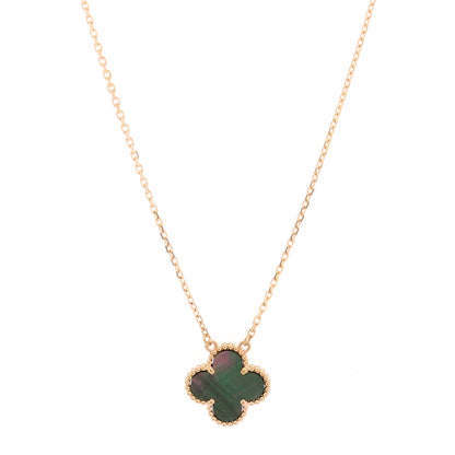 Van Cleef & Arpels 18K Rose Gold Gray Mother of Pearl Vintage Alhambra Pendant Necklace 3 of 6
