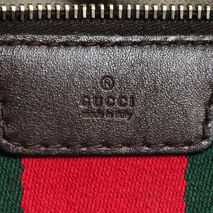 Gucci Monogram Selleria Calfskin Vintage Web Medium Boston Beige Ebony Cocoa 7 of 9