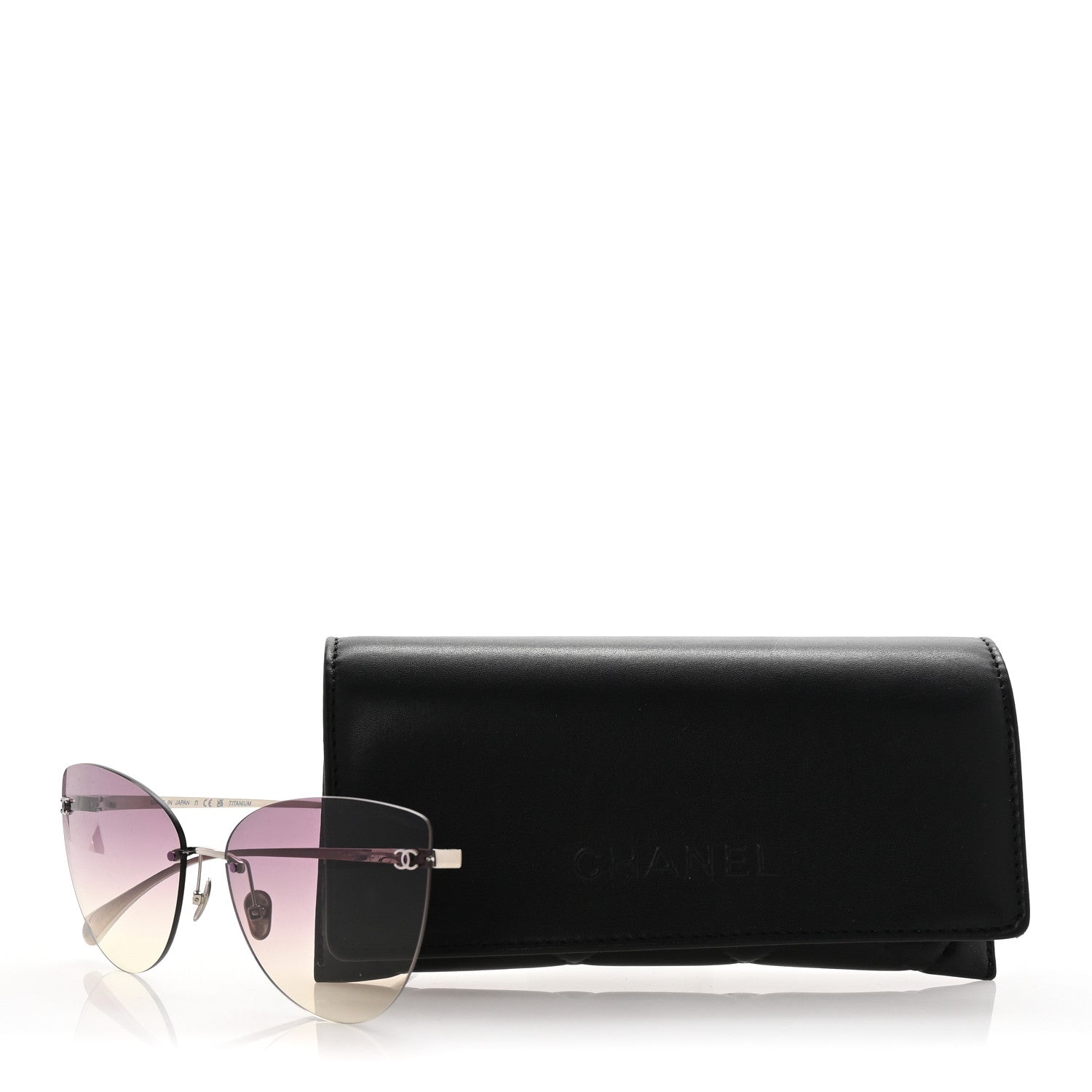 Chanel Titanium Frameless Cat Eye CC Sunglasses 4273-T Purple 15 of 16