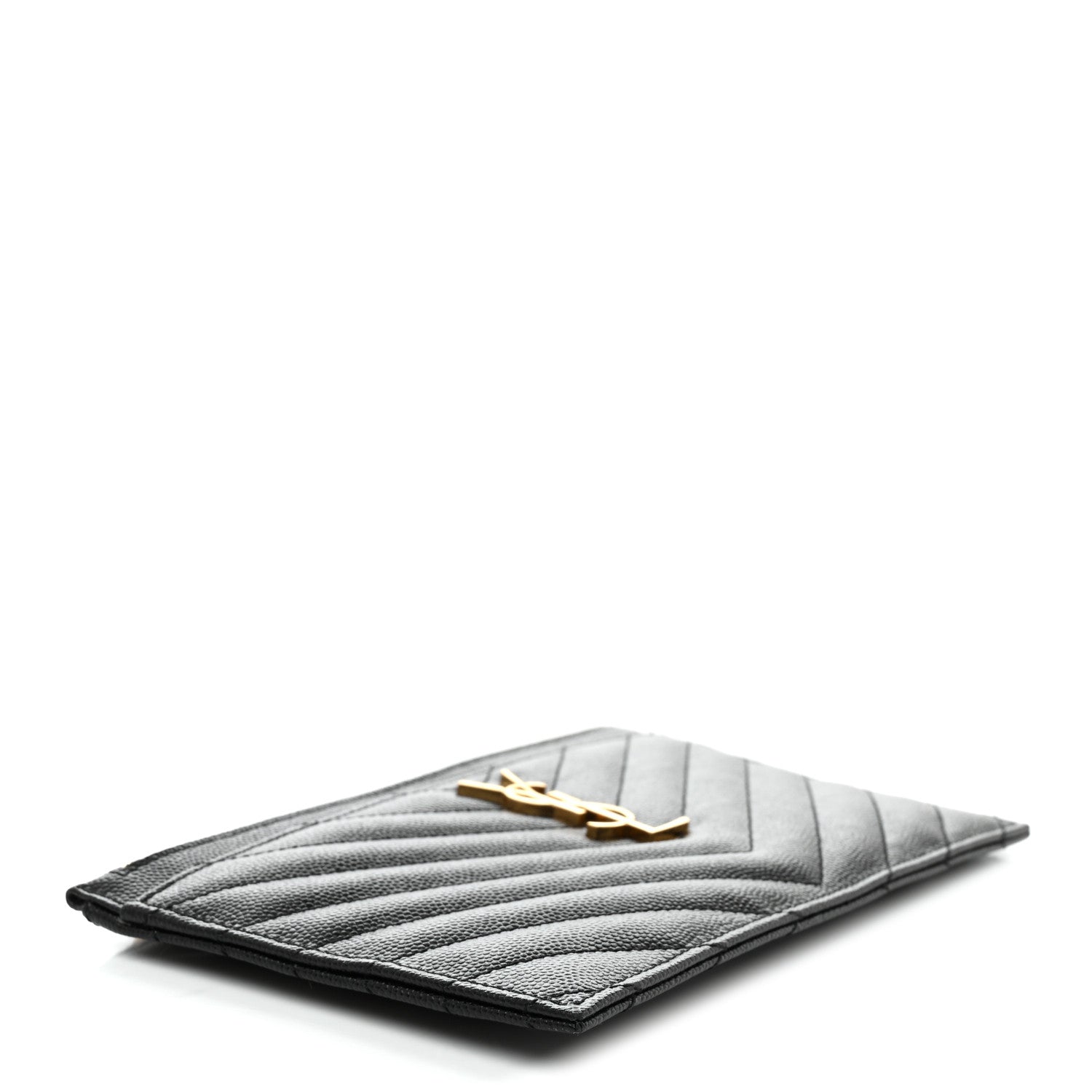 Saint Laurent Grain De Poudre Chevron Monogram Bill Pouch Black 4 of 8