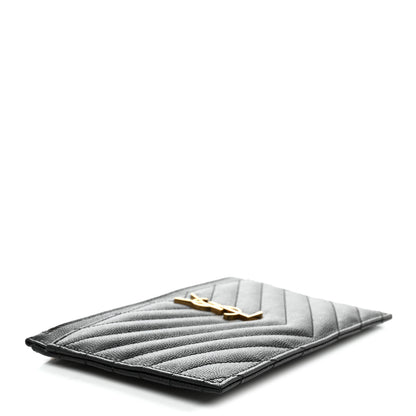 Saint Laurent Grain De Poudre Chevron Monogram Bill Pouch Black 4 of 8