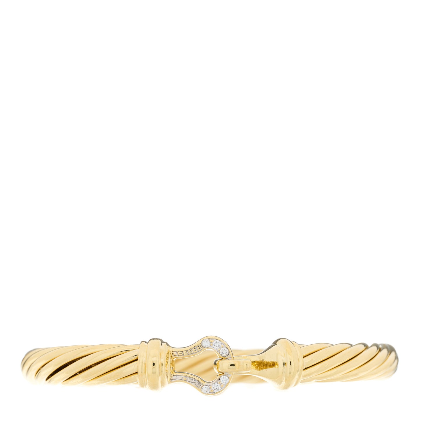 18K Yellow Gold Diamond 7mm Buckle Cable Bracelet