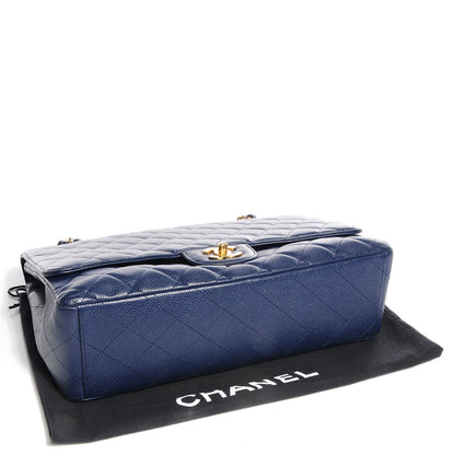 Chanel Caviar Maxi Single Flap Dark Blue 4 of 10