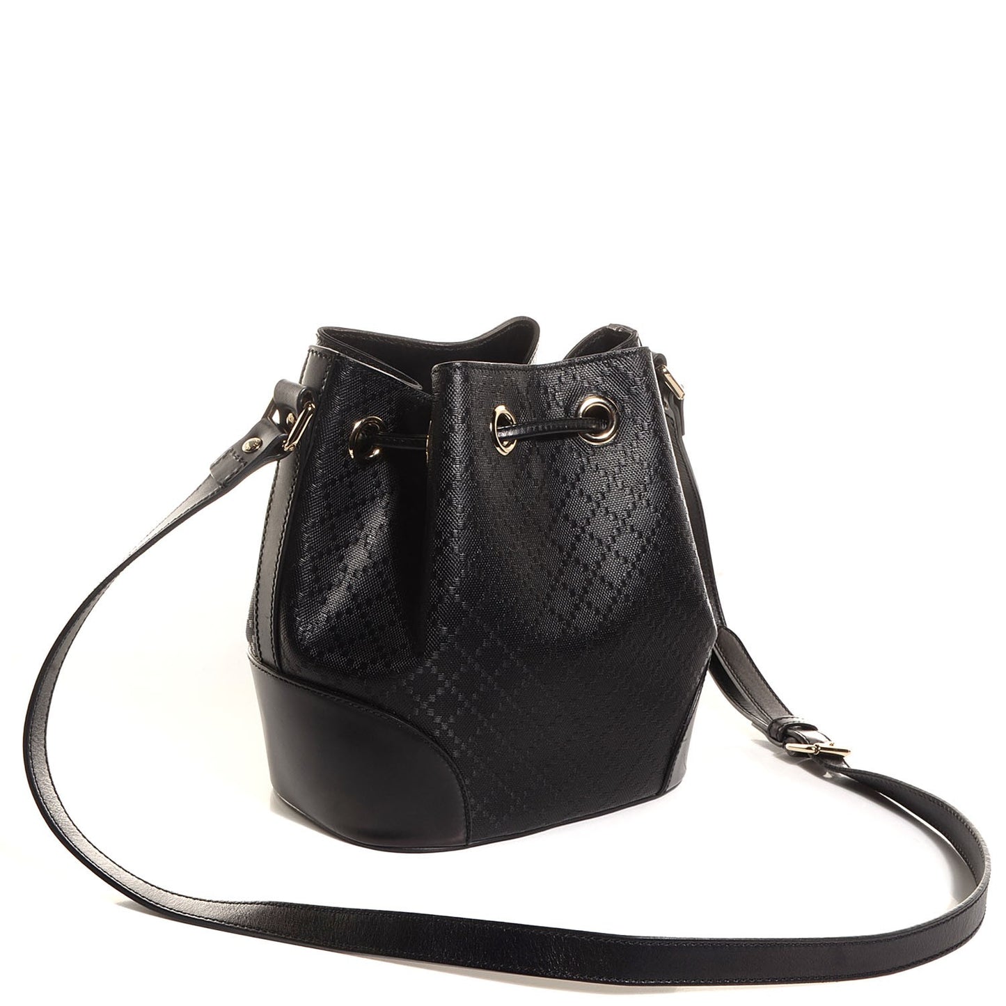 Bright Diamante Small Bucket Bag Black