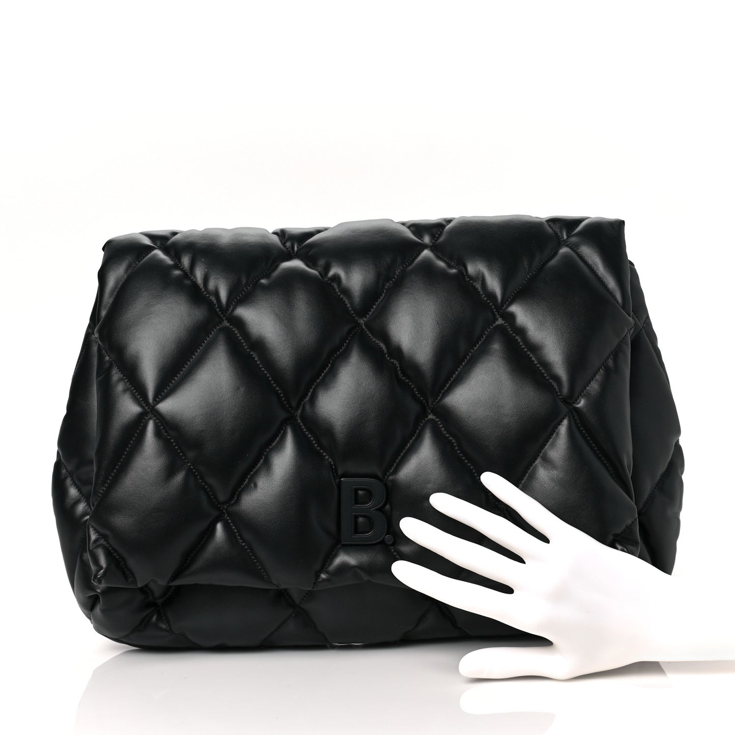 Nappa Calfskin Quilted Touch B Clutch Bag Black
