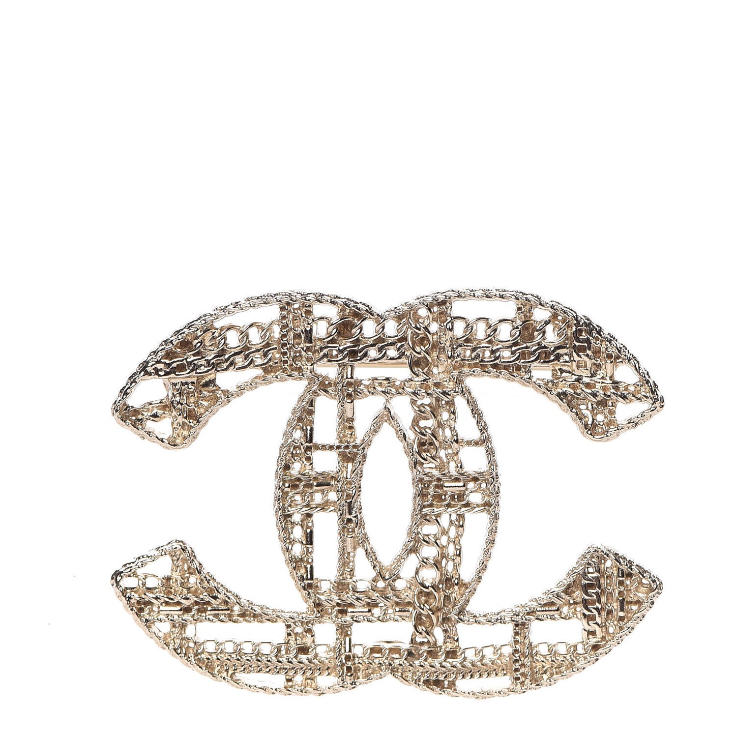 Chain CC Brooch Light Gold