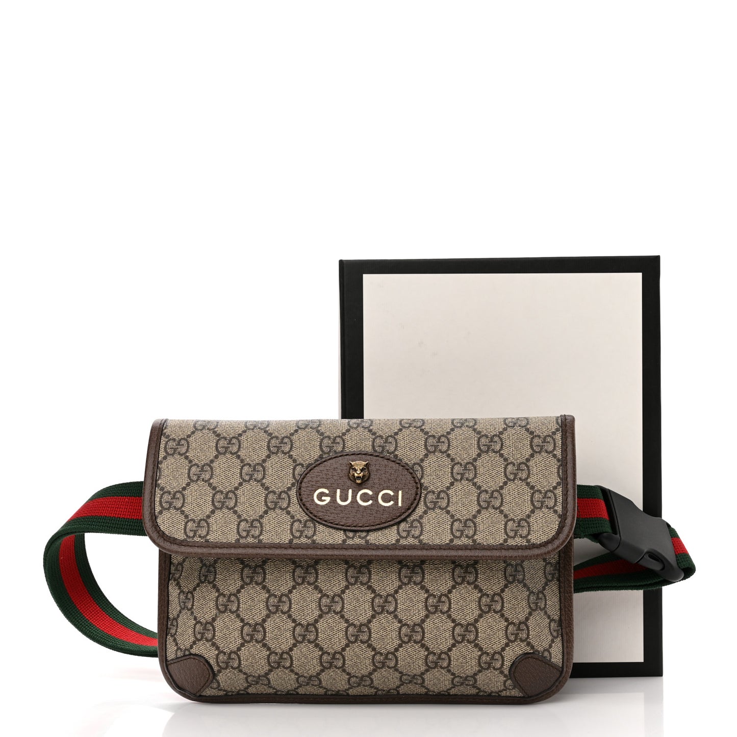 GG Supreme Monogram Neo Vintage Web Belt Bag Brown