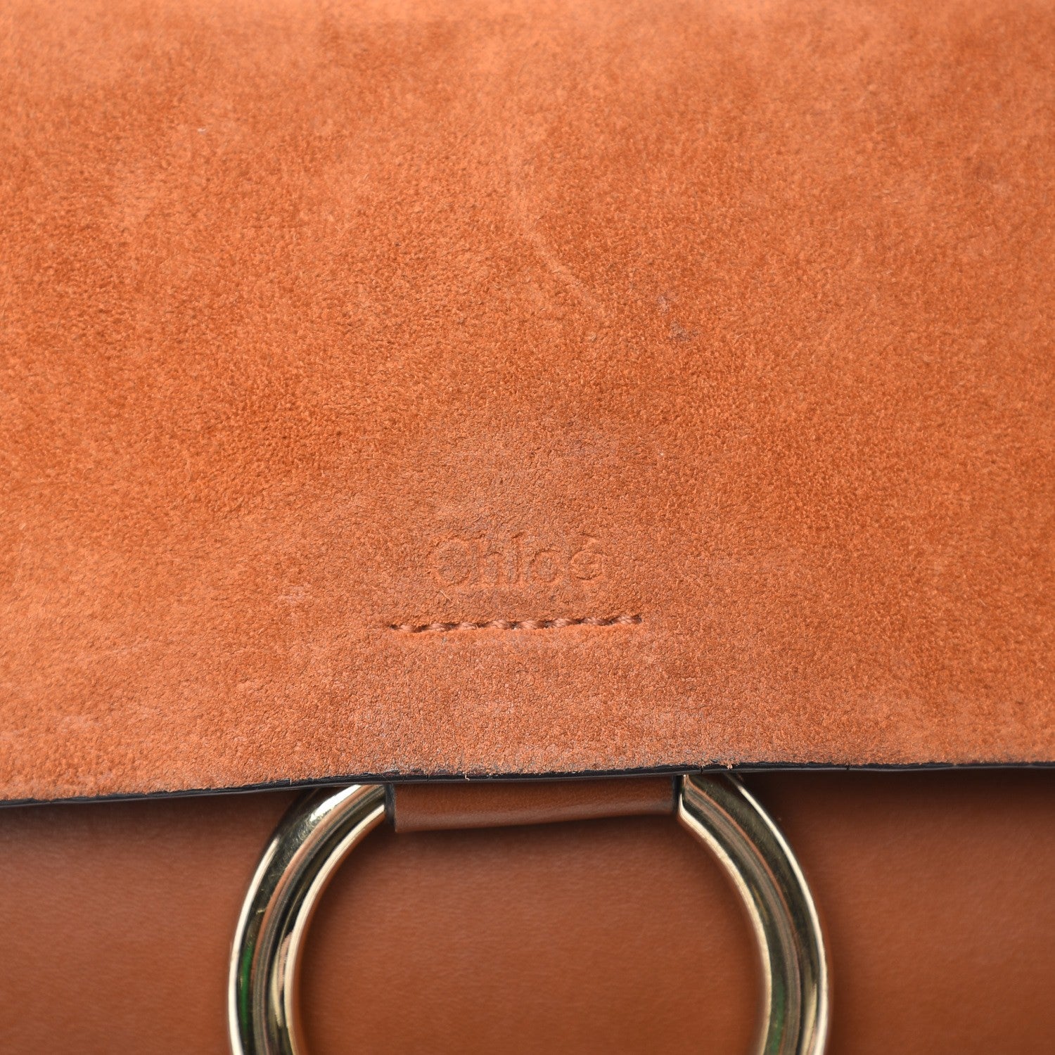 Chloe Suede Calfskin Small Faye Shoulder Bag Tobacco 8 of 9