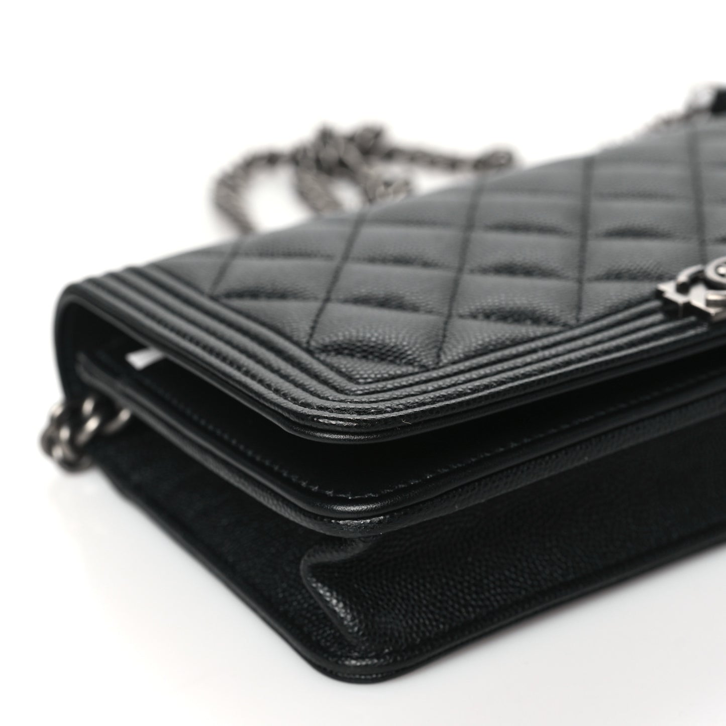 Caviar Quilted Boy Wallet On Chain WOC Black
