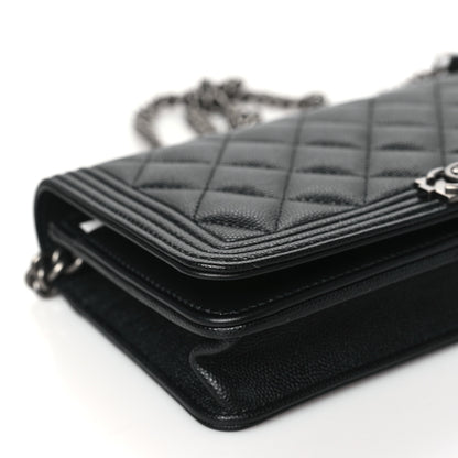 Chanel Caviar Quilted Boy Wallet On Chain WOC Black 9 of 11
